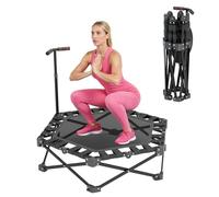 ZAKVOP Mini trampolino pieghevole, trampolino da fitness per interni con manico regolabile, mini rampolino per adulti 106 cm, trampolino da interno stabile 275 kg