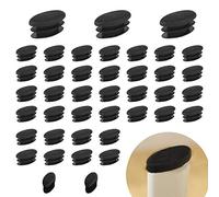 Zaky 38 pezzi Piedi Tavolo in Plastica Disegno Ovale Tubo Tubo di Inserimento Tappo per Tubo Ovale in Plastica (28 x 14 mm) Nero