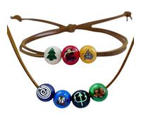 Zaky Anime Camp Half Blood Percy J. Annabeth ispirato collana in pelle scamosciata corda alla moda braccialetto perline in legno naturale Demigod Tridente Olympian collana 2 pezzi, 1, In legno,