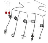 Zaky Anime HXH Kurapka Cosplay cinque dita anello bracciale Hunter Charm orecchini per donne uomini - Best Stuff per collezione gioielli Halloween cosplay regali con adesivi 22 pezzi