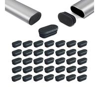 Zaky Gambe per sedia da tavolo, tubo ovale in plastica, coperchio ovale nero per tubi in metallo, recinzioni, protezione scorrevole contro gambe di sedia, mobili e pavimenti (20 x 10 mm, 30 pezzi)