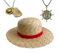 Zaky Luffy cappello di paglia scheletro ciondolo collane Cosplay Anime OP Nautical Charms collana con Cartoon Zoro personaggi adesivi 13 PCS