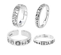 Zaky One P. Trafalgar Law Rings - Anello regolabile in stile anime, cappello di paglia, anello di paglia, anello per cosplay, accessori con personaggi adesivi, 14 pezzi, metallo, senza pietre