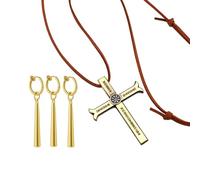 Zaky OP Anime Nautico Grande Spadaccino Collana Zoro Orecchini Anime Costume Cosplay Accessori Dracule Mihawk Croce Spada Kogatana Collana con adesivi Luffy 14 pezzi