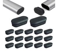 Zaky Piedini in plastica per gambe di sedie e tavoli, ovali, colore nero, per tubi metallici, recinzioni, protezione da gambe di sedie, mobili e pavimenti (50 x 20 mm, 30 pezzi)