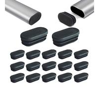 Zaky Piedini in plastica per gambe di sedie e tavoli, ovali, colore nero, per tubi metallici, recinzioni, protezione da gambe di sedie, mobili e pavimenti (40 x 20 mm, 30 pezzi)