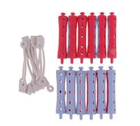 zalati Canne permanenti per parrucchiere, bigodini per salone di bellezza, parrucchiere, 12 pezzi, 7 x 1,5 cm, rosso e grigio