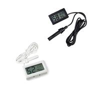 zalati Termometro 2 Pezzi FY-12 Termometro Igrometro Digitale LCD Incorporato 2 in 1 con Custodia Esterna per Incubatrice per Rettili Acquario Pollame - 1 Pezzo Nero e 1 Pezzo Bianco