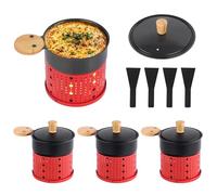 Zalava Set di 4 Mini Raclette con Rivestimento Antiaderente, Raclette a Candela, Piastre Antiaderenti per Sciogliere Formaggio, Cioccolato, Fonduta di Formaggio a Candela con Raschietto