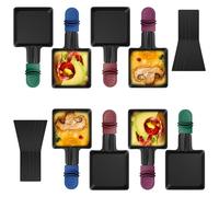 Zalava set di 8 padelle per raclette con rivestimento antiaderente, ricambio di mini padelle per grigliare con 8 raschietti e manico colorato isolato termicamente, per grigliare formaggio, uova