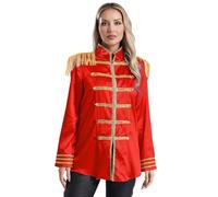 Zaldita Capispalla da Domatrice Circa per Donna Costume Rinascimentale Medievale Giacca da Ringmaster Circus Banda con Nappe Costume Cosplay di Halloween Festa a Tema Rosso L
