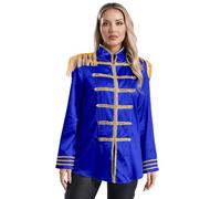 Zaldita Capispalla da Domatrice Circa per Donna Costume Rinascimentale Medievale Giacca da Ringmaster Circus Banda con Nappe Costume Cosplay di Halloween Festa a Tema Blu reale M