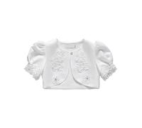 Zaldita Coprispalle Bambina Elegante Cardigan Manica Corta Bolero Cardigan in Pizzo Fioreale Giacca Corta per Damigella d'Onore Battesimo Comunione Wedding Party Manica Corta Avorio A 18-24 Mesi