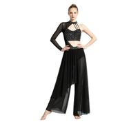 Zaldita Donna Tuta Intera Ginnastica Artistica Jumpsuit Pattinaggio da | Tessuto Morbido E Elastico,Respirabile Leggero,Pantaloni In Rete Trasparente,Competizione,Samba,Recital Di Danza,Competizioni
