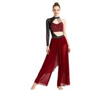 Zaldita Donna Tuta Intera Ginnastica Artistica Jumpsuit Pattinaggio da | Tessuto Morbido E Elastico,Respirabile Leggero,Pantaloni In Rete Trasparente,Competizione,Samba,Recital Di Danza,Competizioni