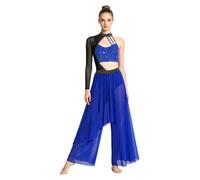 Zaldita Donna Tuta Intera Ginnastica Artistica Jumpsuit Pattinaggio da | Tessuto Morbido E Elastico,Respirabile Leggero,Pantaloni In Rete Trasparente,Competizione,Samba,Recital Di Danza,Competizioni