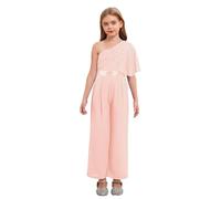 Zaldita Tuta Formale da Cerimonia Bambina Elegante a Una Spalla con Perle Jumpsuit Pantaloni a Gamba Larga in Paillettes Abito da Banchetto Partito Outfit Rosa 13-14 anni