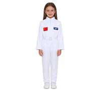 Zaldita Tute Spaziali Costume da Astronauta per Bambini Gioco di Ruolo Con Manica Lunga Collo a Lupetto Maglia Con Cerniera Pantaloni Lunghi per Feste Halloween Bianco 2-3 anni
