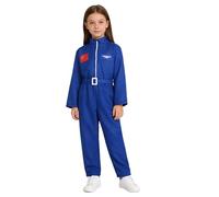 Zaldita Tute Spaziali Costume da Astronauta per Bambini Gioco di Ruolo Con Manica Lunga Collo a Lupetto Maglia Con Cerniera Pantaloni Lunghi per Feste Halloween Blu 7-8 anni