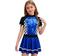 Zaldita Vestito Pilota Bambina Tutu Balletto F1 Halloween Carnevale Costume Maschera Festa Tema Blu reale 11-12 anni