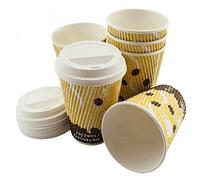 Zale Yardley Tazze da caffè usa e getta ondulate, 350 ml, con coperchio, per bevande calde e fredde, a tripla parete, riciclabili, a prova di perdite e inodore, per casa, bar, feste, uso esterno
