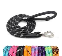 Zaler Guinzaglio per cani in corda - Guinzaglio riflettente con moschettone, resistente, per cani di taglia grande e media (1,2 m, nero)