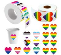 ZALHIN 1000 adesivi Gay Pride - Adesivi a forma di cuore con strisce arcobaleno - Realizzati con materiali in PVC di alta qualità e design raffinato