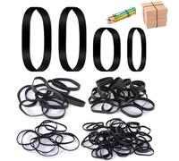 ZALHIN 120 Pezzi Elastici Nero - Elastici Ufficio Ispessito, Larghezza 5mm, 6mm, 13mm, 4 Specifiche, Elevata Elasticità, Elastico Fionda, Stazionario per Scuola, Ufficio, Casa