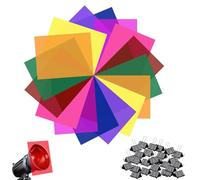 ZALHIN 16 Pcs Pellicola Trasparente Colorati A4+ 36 Pcs Clip Neri(15mm), Fogli Trasparente Colorati per Luce LED Studio Flash Fotografico Correzione Colore Festa Decorazione DIY