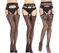 ZALHIN 3 Paia Collant a Rete, Neri Calze a Rete, Travestimento Halloween, Calze Rete Nero, Collant Halloween Donna Ragno & Teschio per Halloween, Carnevale, Gotic