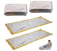 ZALHIN 4 Pezzi Sacco A Pelo Isolante Termico - Coperta Termica Emergenza Impermeabile e Antivento, Accessori per Kit Sopravvivenza, Kit Primo Soccorso, Kit Pronto Soccorso Auto