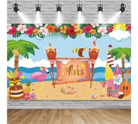 ZALHIN Banner Hawaii, Banner di Sfondo per la Decorazione della Festa alle Hawaii, 180 x 110 cm Sfondo Festa Hawaii, Banner di Sfondo per la Decorazione della Festa in Spiaggia