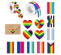 ZALHIN Confezione da 1000 Adesivi Gay Pride - Adesivi a Cuore con Strisce Arcobaleno, Perfetti per Decorazioni e celebrazioni