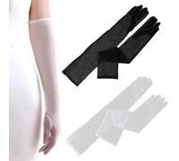 ZALHIN Confezione da 2 guanti lunghi da sera stile anni '20 - Squisito stile vintage per spettacoli teatrali, feste in maschera e matrimoni