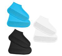ZALHIN Copriscarpe in Silicone, 3 Pezzi di Copriscarpe Impermeabili Antiscivolo, per Pioggia, Giorno della Neve, Spiaggia del Deserto, Strade fangose per Adulti (Bianco+Blu+Nero)