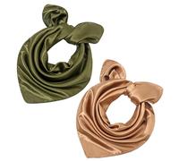 ZALHIN Sciarpa di Seta Donna, Bandana Leggera, Fazzoletto da Collo Regalo (Marrone e Verde)