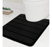 ZALHIN Tappetino da Bagno in Schiuma Memory, Morbido Tappetino Antiscivolo, Tinta Unita Nero, 50x60cm