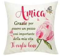 Zalingo Regalo Amica Federe Cuscini Copricuscino Decorativa, 45 x 45 cm, Divertenti Regalo Migliore Amica Compleanno Regalo Per Amica Speciale Divertente Regali Amica Natale Amicizia Regali