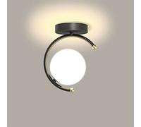 ZALORD Plafoniera moderna a globo LED Lampada da soffitto a sfera in vetro nero oro Postmoderna vicino alle plafoniere Piccola plafoniera per sala da pranzo Cucina Cafe Bar Corridoio