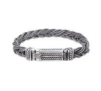 ZALTAS S925 Bracciale in Argento Sterling per Uomo Donna Bracciale Intrecciato a Mano Stile Etnico retrò E Antico Gioielli Cool 17cm-22cm all-Match Punk Colorfast Fashion J Silver- 18cm