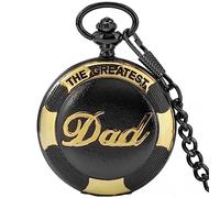 ZALTAS THE GREATEST DAD Blue Roman Numerals Design Waist Hook Chain Quartz Pocket Watch