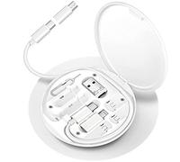 ZALUJMUS Adattatore per scatola di archiviazione multifunzionale per dispositivi Lightning, USB-C e Micro-USB Cavo universale di trasferimento dati (bianco)