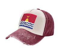 ZALXOZYL Cappellini da Baseball con Motivo A Bandiera di Kiribati, Denim Lavato Vintage, Blocco di Colore, Cinturino Posteriore Regolabile, Leggeri, Multiuso per Esterni 2 One Size