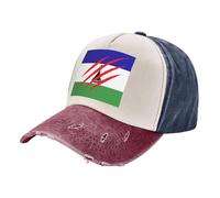 ZALXOZYL Cappellino Estivo in Denim Lavato retrò con Motivo A Blocchi di Colore Consumati E Bandiera del Lesotho, Leggero E Ripiegabile. 1 One Size