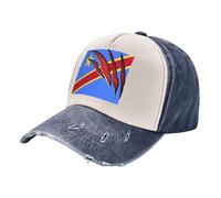 ZALXOZYL Cappello da Baseball in Denim Lavato Vintage con Stampa della Bandiera della Repubblica Democratica del Congo, 100% Cotone, Unisex, Regolabile, per Il Tempo Libero 5 One Size