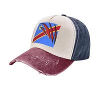 ZALXOZYL Cappello da Baseball in Denim Lavato Vintage con Stampa della Bandiera della Repubblica Democratica del Congo, 100% Cotone, Unisex, Regolabile, per Il Tempo Libero 1 One Size