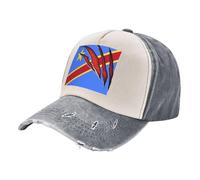 ZALXOZYL Cappello da Baseball in Denim Lavato Vintage con Stampa della Bandiera della Repubblica Democratica del Congo, 100% Cotone, Unisex, Regolabile, per Il Tempo Libero 3 One Size