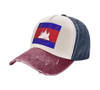 ZALXOZYL Cappello da Camionista retrò Streetwear, Berretto in Denim Lavato Effetto Consumato con Bandiera della Cambogia, Cappello da Baseball Unisex Regolabile 1 One Size