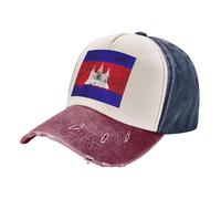 ZALXOZYL Cappello da papà retrò Streetwear, Berretto da Baseball in Denim Consumato con Stampa della Bandiera della Cambogia, Cappello Unisex Leggero per I Viaggi 1 One Size