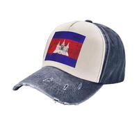 ZALXOZYL Cappello da papà retrò Streetwear, Berretto da Baseball in Denim Consumato con Stampa della Bandiera della Cambogia, Cappello Unisex Leggero per I Viaggi 5 One Size